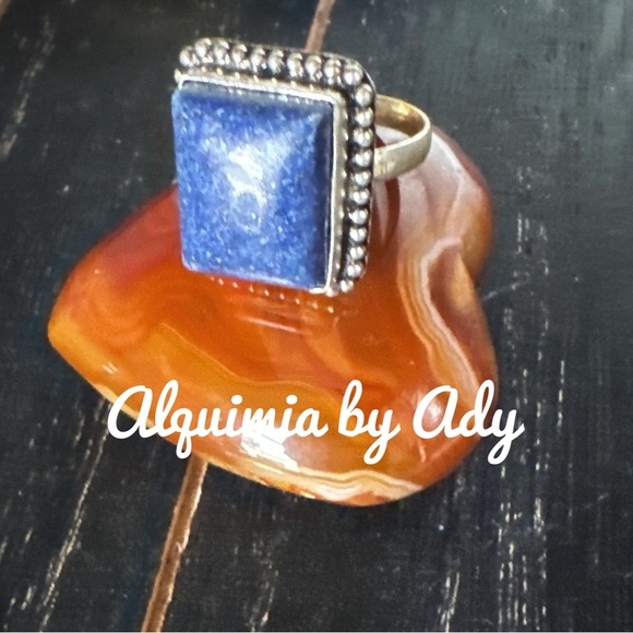 Lapis lazuli silver gem ring maximalist oversized - Picture 1 of 1